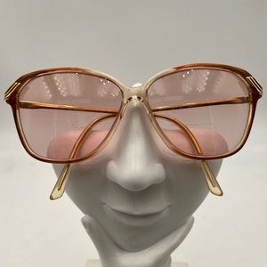 Vintage Brenda Brown Gold Translucent Oval Sunglasses Frames